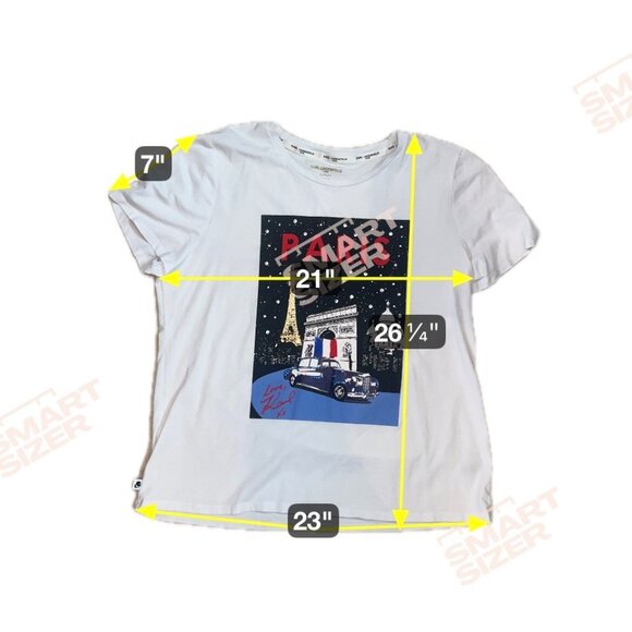 Karl Lagerfeld Paris XL White Graphic Tee Eiffel Tower Design Womens 1884 - Picture 3 of 6